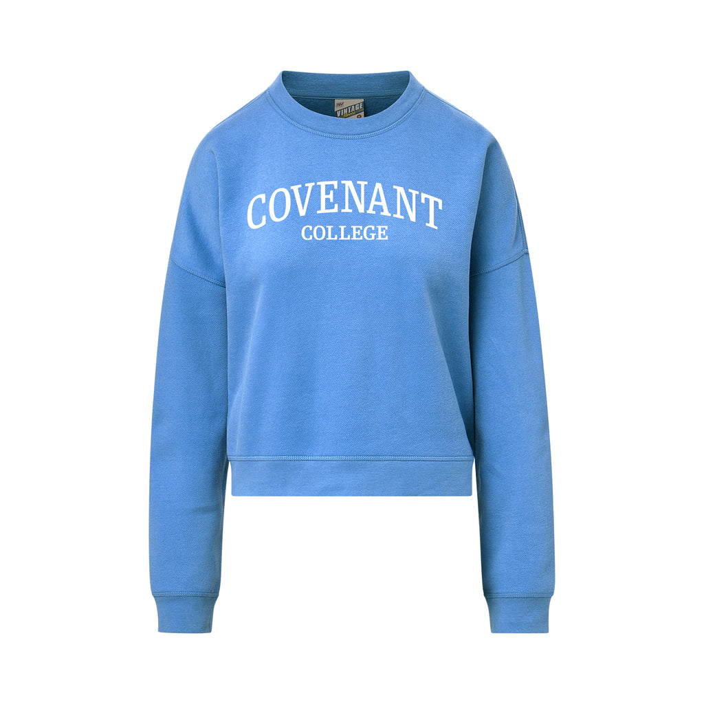 Women's Vintage Iris Blue Crewneck