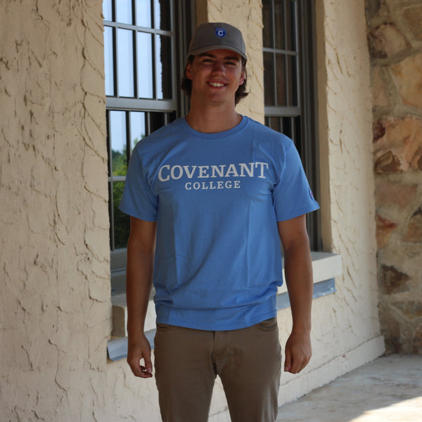 Champion Covenant College Wordmark Tee - Light Blue - Small only