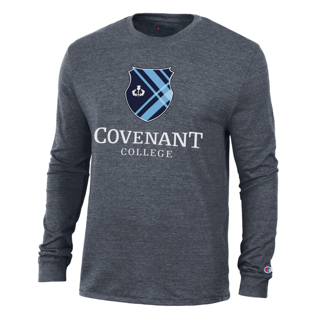 Champion LS Logo Tri-blend Tee - Navy