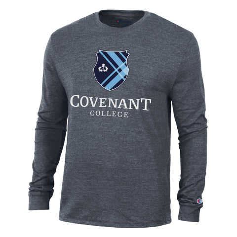 Champion LS Logo Tri-blend Tee - Navy